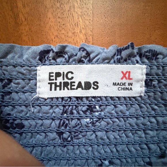 Epic Threads Girls Boho Blue Floral Long Sleeve Dress - Picture 12 of 14